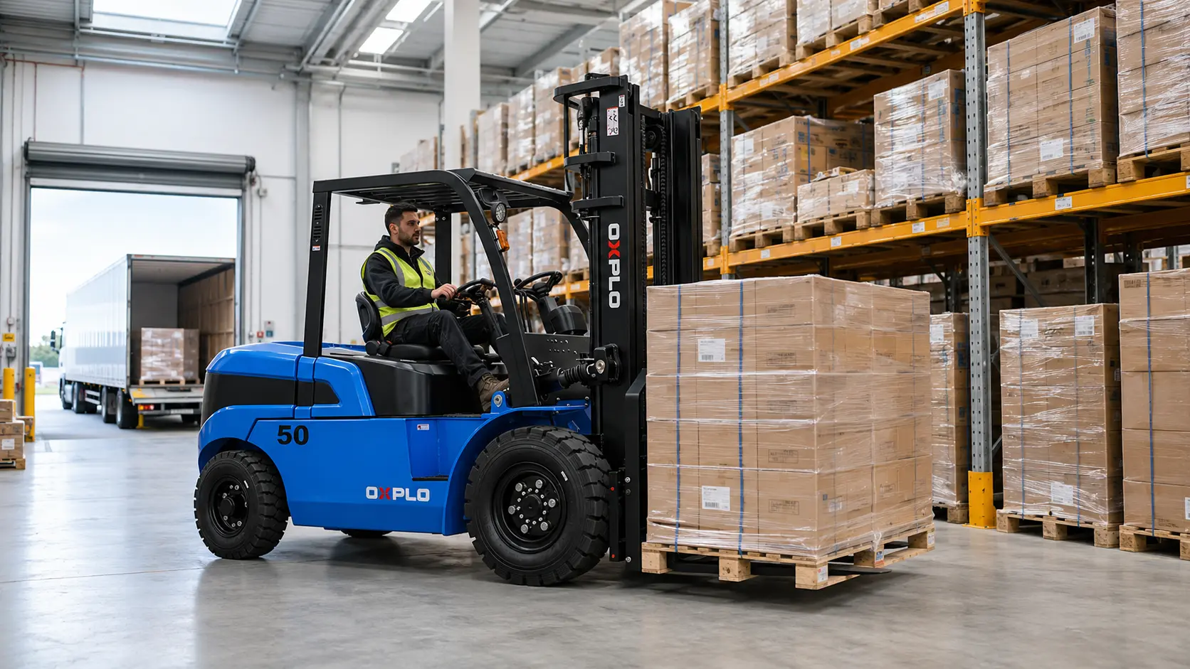 OXPLO EU Forklift Warehouse Scene